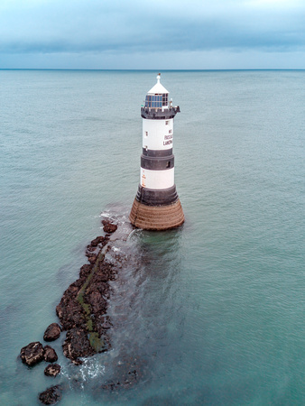 Trwyn Du lighthouse by drone