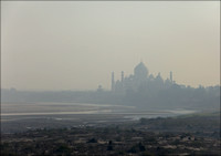 Taj Mahal through mist